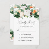 Elegant Peach White Waterverf Floral Fall Wedding RSVP Kaartje (Voorkant / Achterkant)