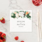 Elegant Peach Whte Waterverf Floral Fall Wedding Servet (Insitu)