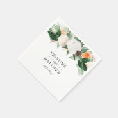 Elegant Peach Whte Waterverf Floral Fall Wedding Servet (Hoek)
