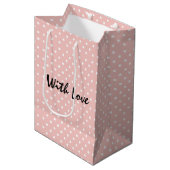 Elegant Peachy Roze Polka Dot Patroon Met Liefde Medium Cadeauzakje (Voorkant Gekanteld)