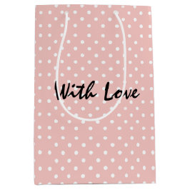 Elegant Peachy Roze Polka Dot Patroon Met Liefde Medium Cadeauzakje