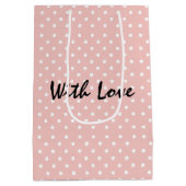 Elegant Peachy Roze Polka Dot Patroon Met Liefde Medium Cadeauzakje (Achterkant)
