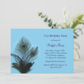 Elegant Peacock 21st Birthday Invitation Kaart (Staand voorkant)