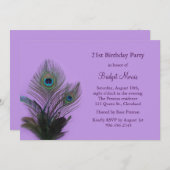 Elegant Peacock 21st Birthday Invitation Kaart (Voorkant / Achterkant)