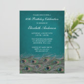 Elegant Peacock 60th Birthday Party Invitations Kaart (Staand voorkant)