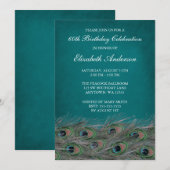 Elegant Peacock 60th Birthday Party Invitations Kaart (Voorkant / Achterkant)