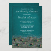Elegant Peacock 70th Birthday Party Invitations Kaart (Voorkant / Achterkant)