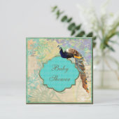 Elegant  Peacock Baby shower Kaart (Staand voorkant)