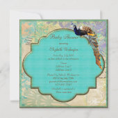 Elegant  Peacock Baby shower Kaart (Achterkant)