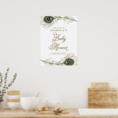 Elegant Peacock Baby shower Welkomstwoord Poster (Keuken)