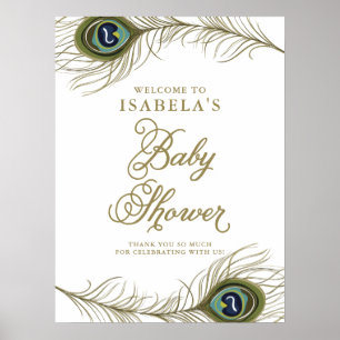 Elegant Peacock Baby shower Welkomstwoord Poster