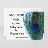 Elegant Peacock Bewaar de datum Aankondigingskaart (Voorkant / Achterkant)