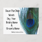 Elegant Peacock Bewaar de datum Aankondigingskaart (Voorkant)