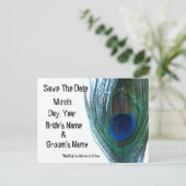 Elegant Peacock Bewaar de datum Aankondigingskaart (Staand voorkant)