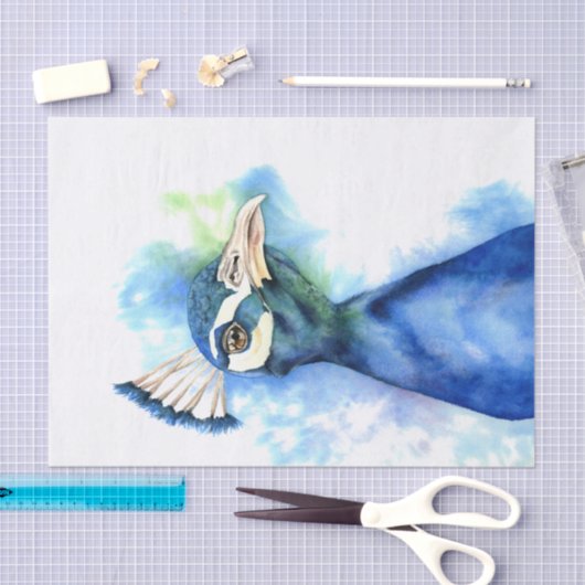 Elegant Peacock Bird Waterverf Painting Tissuepapier (Craft)