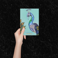 Elegant Peacock Birthday Folded Wenskaart