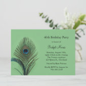 Elegant Peacock Birthday Uitnodiging (Staand voorkant)