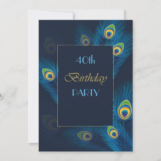 Elegant Peacock Birthday Uitnodiging (Achterkant)