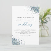 Elegant Peacock Blue Glitter Wedding Kaart (Staand voorkant)