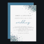 Elegant Peacock Blue Glitter Wedding Kaart<br><div class="desc">Elegant Peacock Blue Glitter Wedding.Glitter in verbluffende pauzekleuren van blues, lippenstift en teals bevindt zich in de linker bovenhoek en linker onderkant en Wedding staat in een set handschrift stijlscript. Pas de rest van de tekst eenvoudig aan uw eigen details aan. U kunt de tekst en achtergrondkleuren ook wijzigen via...</div>