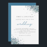 Elegant Peacock Blue Glitter Wedding Kaart<br><div class="desc">Elegant Peacock Blue Glitter Wedding.Glitter in verbluffende pauzekleuren van blues, lippenstift en teals bevindt zich in de linker bovenhoek en linker onderkant en Wedding staat in een set handschrift stijlscript. Pas de rest van de tekst eenvoudig aan uw eigen details aan. U kunt de tekst en achtergrondkleuren ook wijzigen via...</div>