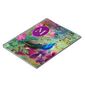 Elegant  Peacock Blue Green Monogram Notitieboek (Linkerzijde)