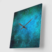 Elegant peacock blue wall clock vierkante klok (Hoek)