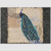 Elegant Peacock  Botanische Bird Decoupage T Tissuepapier (Voorkant)