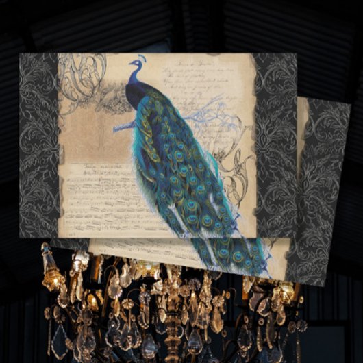 Elegant Peacock  Botanische Bird Decoupage T Tissuepapier