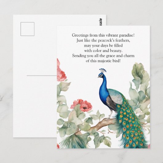 Elegant Peacock Briefkaart (Voorkant / Achterkant)