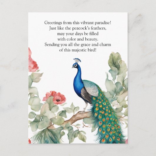 Elegant Peacock Briefkaart (Voorkant)