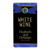 Elegant Peacock Button & Bow Wedding Wine Labels (Voorkant)