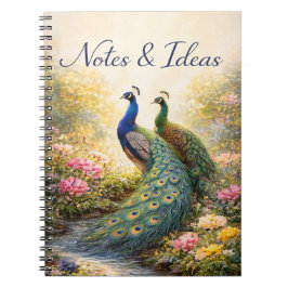 Elegant Peacock Couple Design | Aesthetic Nature  Notitieboek