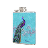 Elegant Peacock Custom Flask Heupfles (Links)