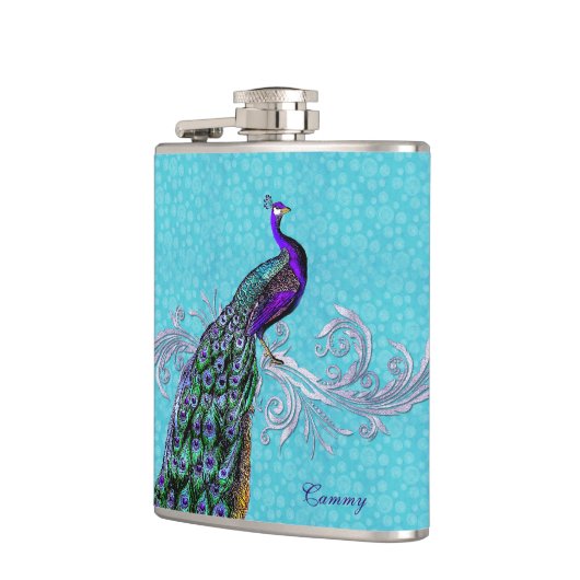 Elegant Peacock Custom Flask Heupfles (Links)
