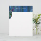 Elegant Peacock Custom Letterhead Stationery (Staand voorkant)