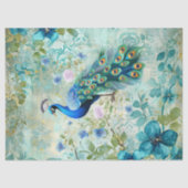 Elegant Peacock Distressed Blue Floral Tissuepapier (Voorkant)