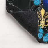 Elegant Peacock en blauwe vlinders op zwarte vlind Muismat (Hoek)