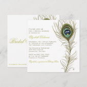 Elegant Peacock Feather Bridal Shower Invitation Kaart (Voorkant / Achterkant)