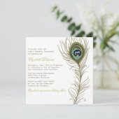 Elegant Peacock Feather Bridal Shower Invitation Kaart (Staand voorkant)