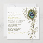 Elegant Peacock Feather Bridal Shower Invitation Kaart (Voorkant)