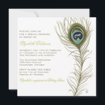 Elegant Peacock Feather Bridal Shower Invitation Kaart<br><div class="desc">Elegant en Simple Peacock Feather Bridal Shower Invitation Whimsical-illustratie van een groene,  gele,  blauwe en turquoise gekleurde vrek vether. Deze eenvoudige maar elegante bruiddoucheuitnodiging is perfect voor  partijen.</div>