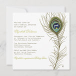 Elegant Peacock Feather Bridal Shower Invitation Kaart<br><div class="desc">Elegant en Simple Peacock Feather Bridal Shower Invitation Whimsical-illustratie van een groene,  gele,  blauwe en turquoise gekleurde vrek vether. Deze eenvoudige maar elegante bruiddoucheuitnodiging is perfect voor  partijen.</div>