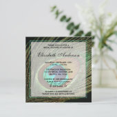 Elegant Peacock Feather Bridal Shower Invitations Kaart (Staand voorkant)