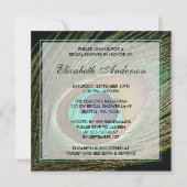 Elegant Peacock Feather Bridal Shower Invitations Kaart (Voorkant)