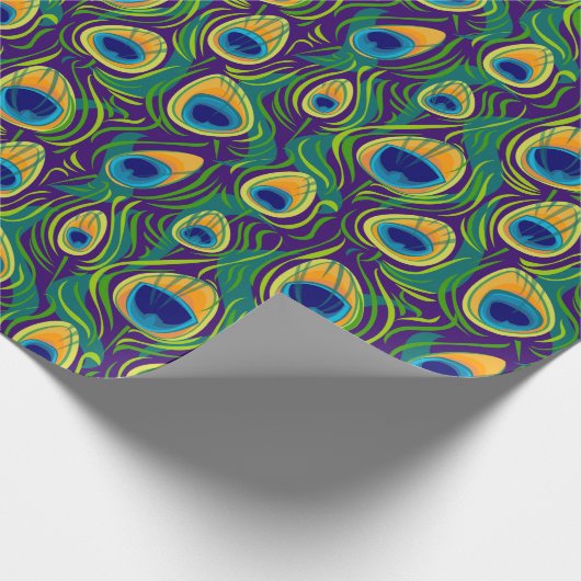 Elegant Peacock Feather Cadeaupapier (Hoek)