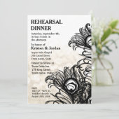 Elegant Peacock Feather repetitie diner Kaart (Staand voorkant)