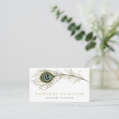 Elegant Peacock Feather Stylish Visitekaartje (Staand voorkant)