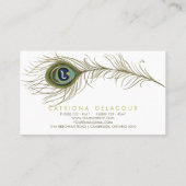 Elegant Peacock Feather Stylish Visitekaartje (Achterkant)
