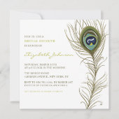 Elegant Peacock Feather  Vrijgezellenfeest Kaart (Voorkant)